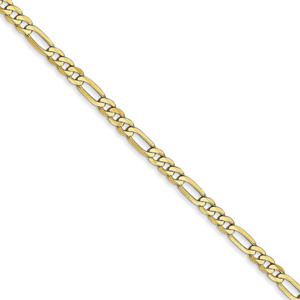 2.75mm 10k Yellow Gold Flat Figaro Chain Necklace, 30 Inch